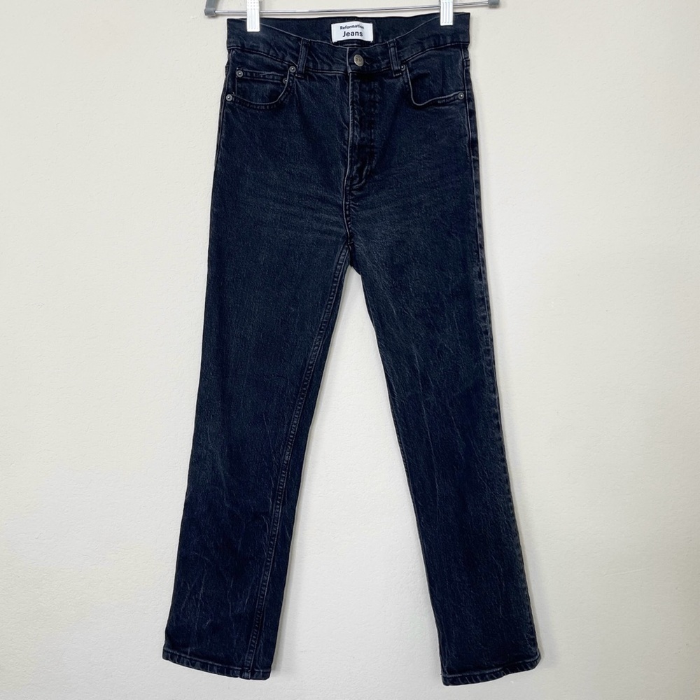Reformation High‎ Rise Slim Leg Washed Black Jean